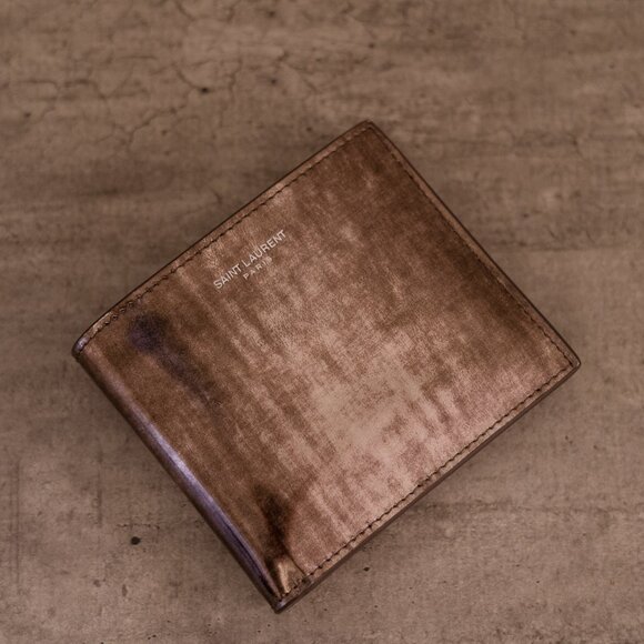 Saint Laurent Men's Limited Edition Metallic Leather Bi-fold Wallet - Picture 2 of 4